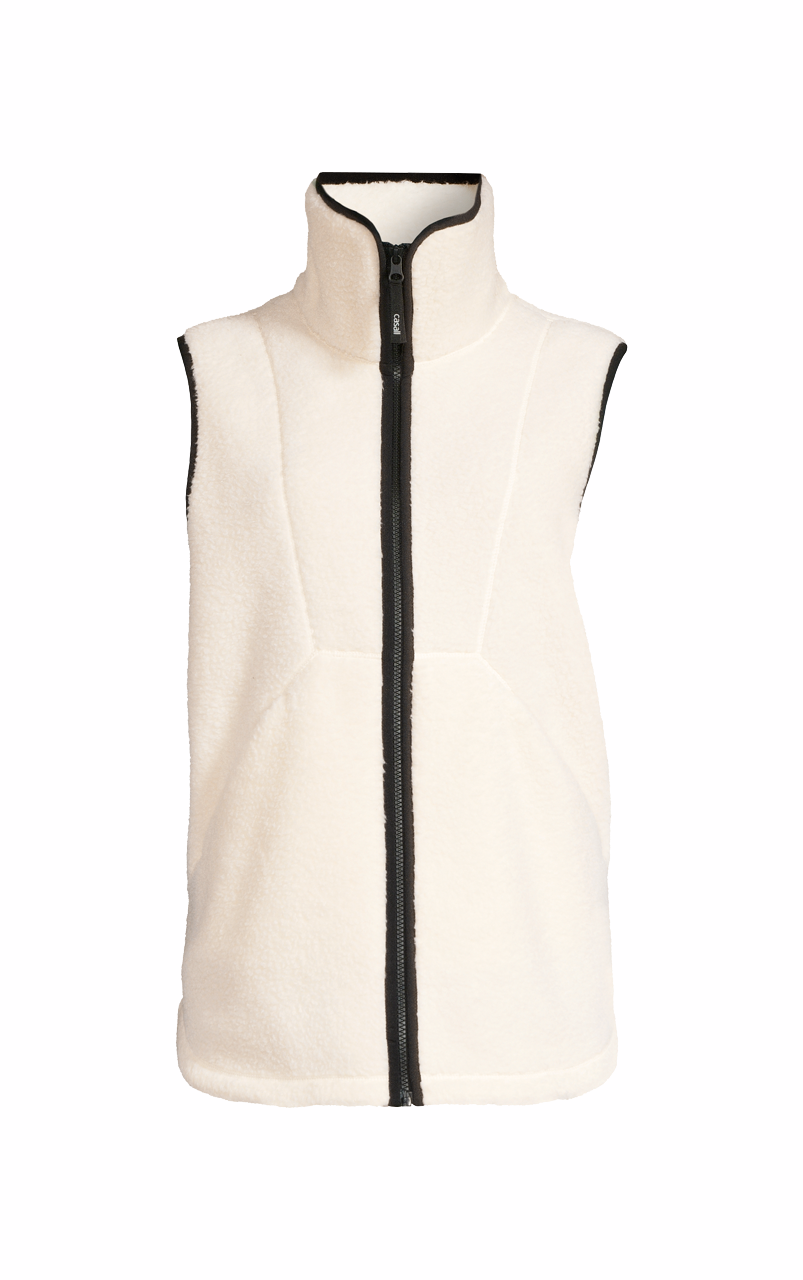 High Collar Pile Vest Off White - 19WA51081_4