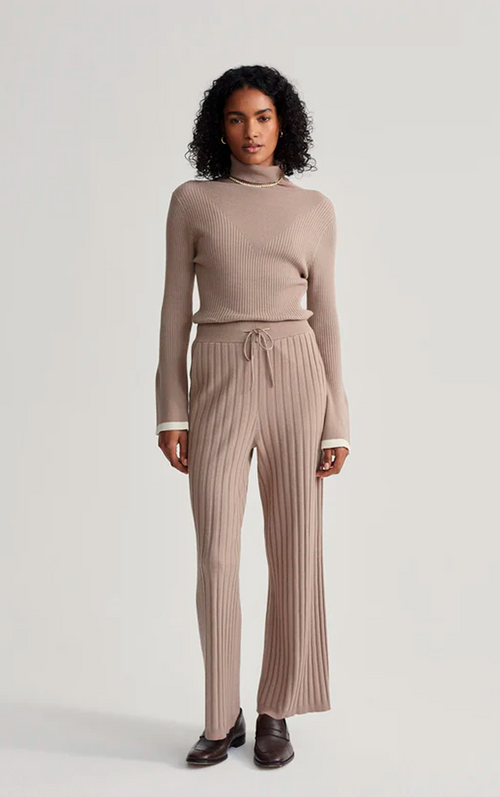 Simeon Wide Rib Knit Trouser Fungi