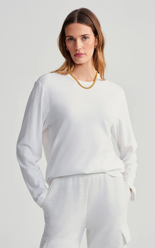 Leah Long Sleeve Boyfriend White